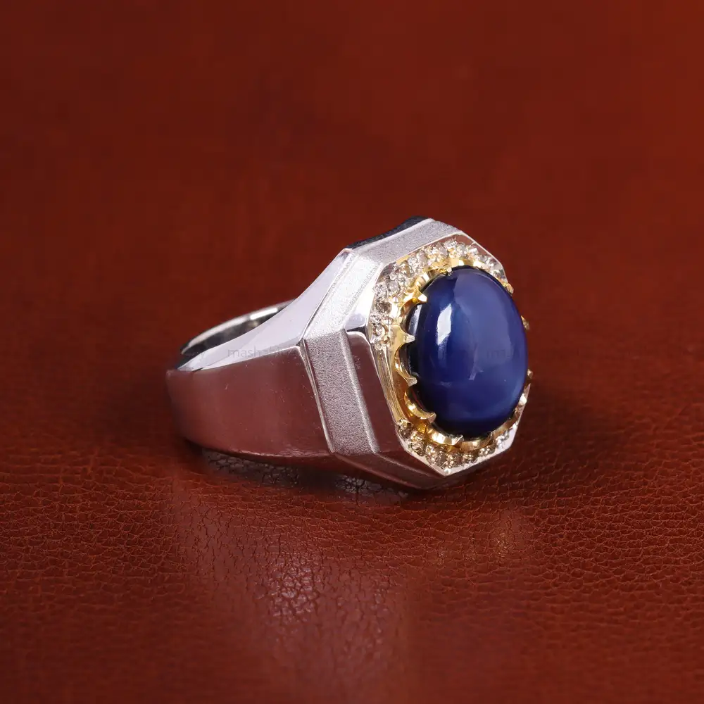 انگشتر یاقوت کبود مردانه کد 223117