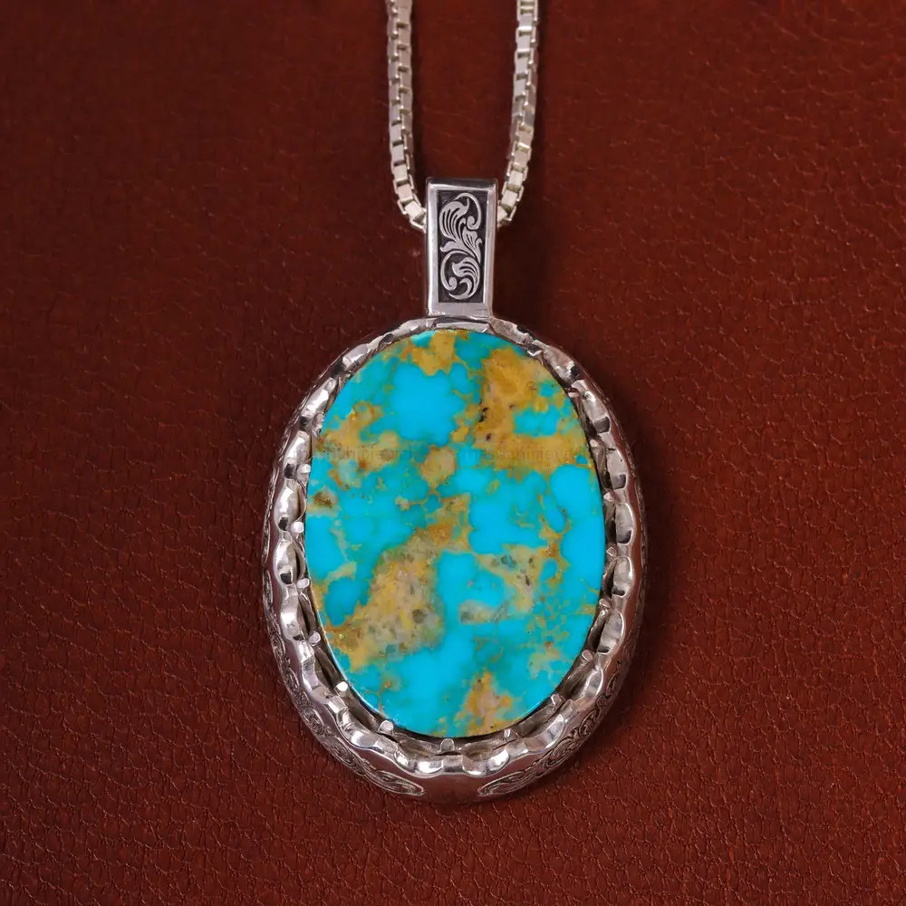 گردنبند فیروزه مردانه کد 23145