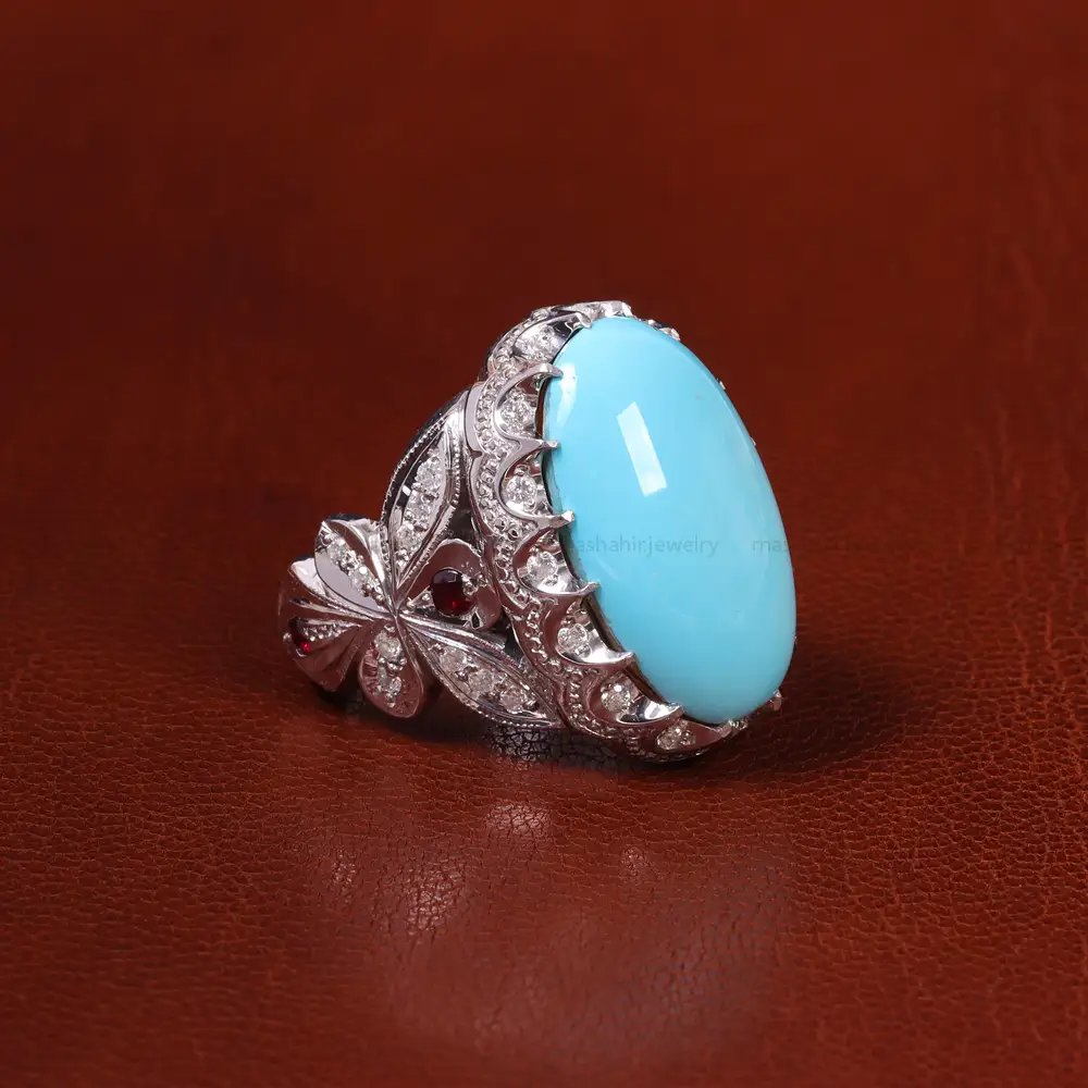 انگشتر فیروزه عجمی مردانه کد 23182