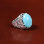 انگشتر فیروزه عجمی مردانه کد 23198