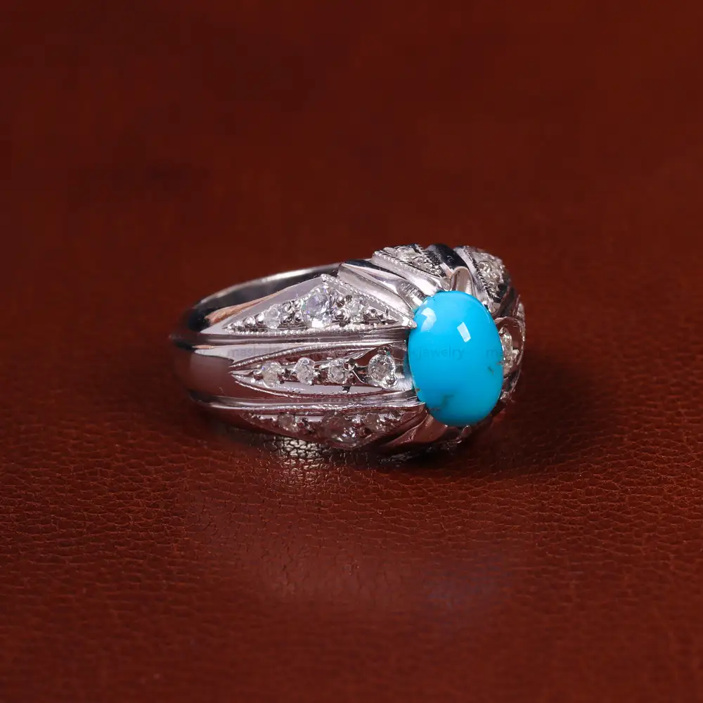 انگشتر فیروزه عجمی مردانه کد 23222