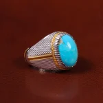 انگشتر فیروزه عجمی مردانه کد 23225