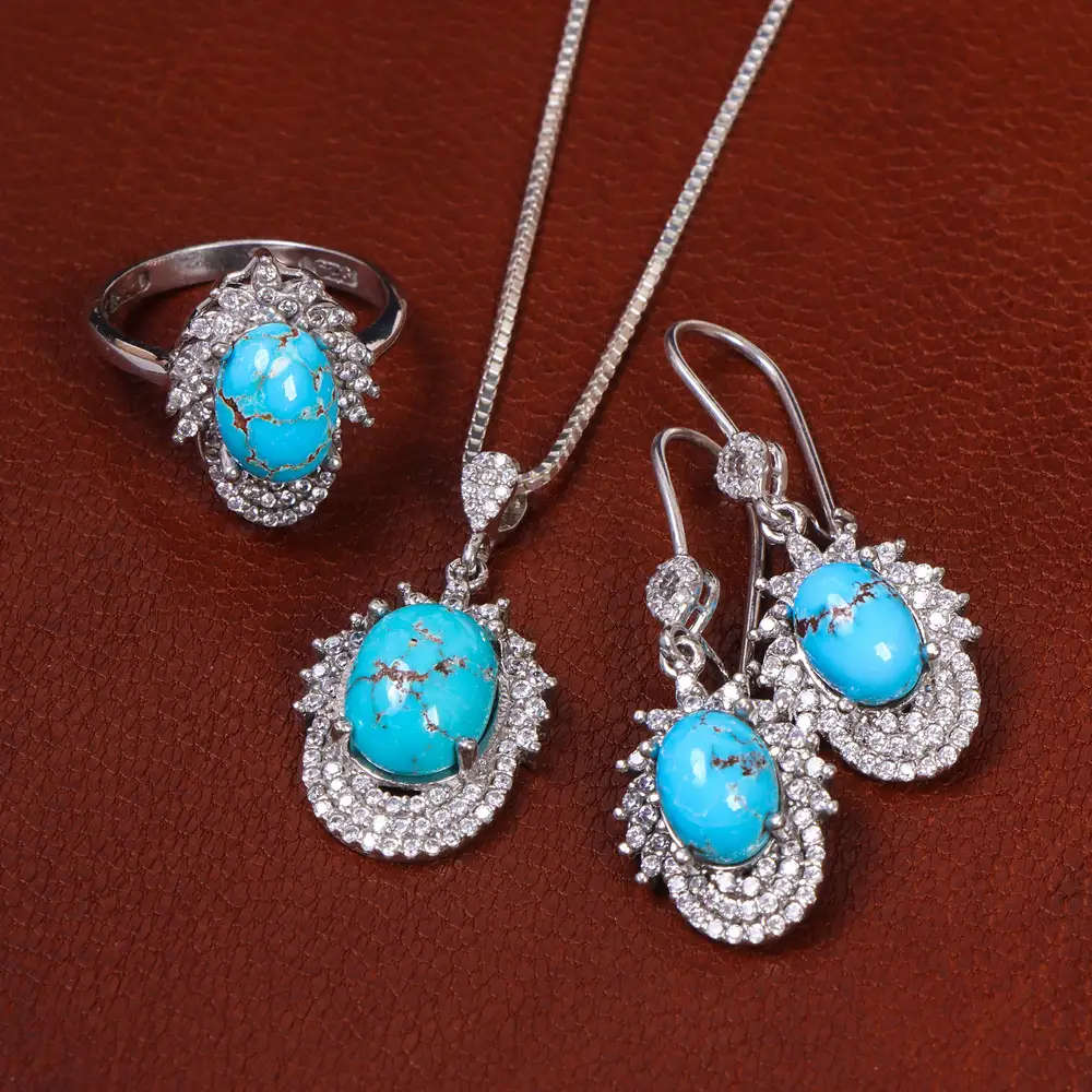 نیم ست فیروزه زنانه کد 23293