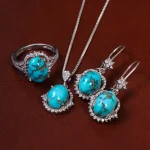 نیم ست فیروزه زنانه کد 23327