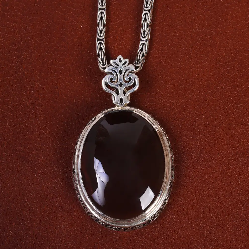 گردنبند عقیق یمن مردانه کد 23335