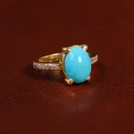 انگشتر فیروزه عجمی زنانه کد 23425