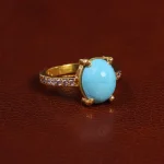 انگشتر فیروزه عجمی زنانه کد 23429