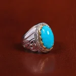 انگشتر فیروزه عجمی مردانه کد 23444