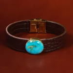 دستبند چرم فیروزه کد23453a