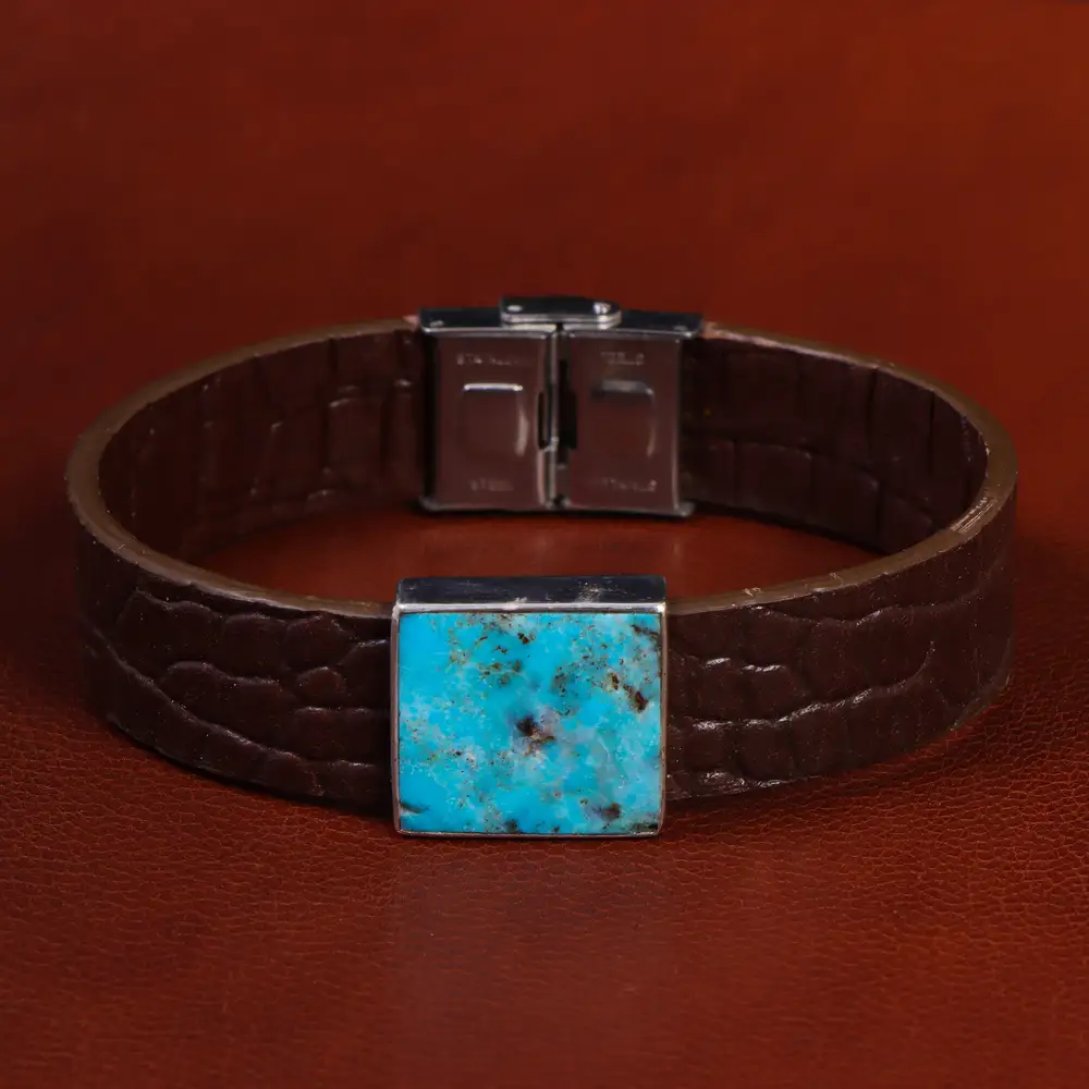 دستبند چرم فیروزه کد23455