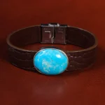 دستبند چرم فیروزه کد23456