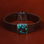 دستبند چرم فیروزه کد23458