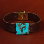 دستبند چرم فیروزه کد23459