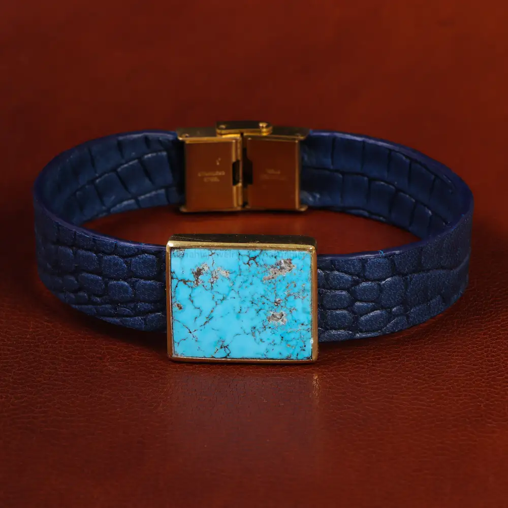 دستبند چرم فیروزه کد23468