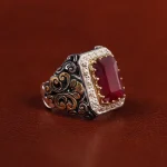 انگشتر یاقوت سرخ مردانه کد 23530