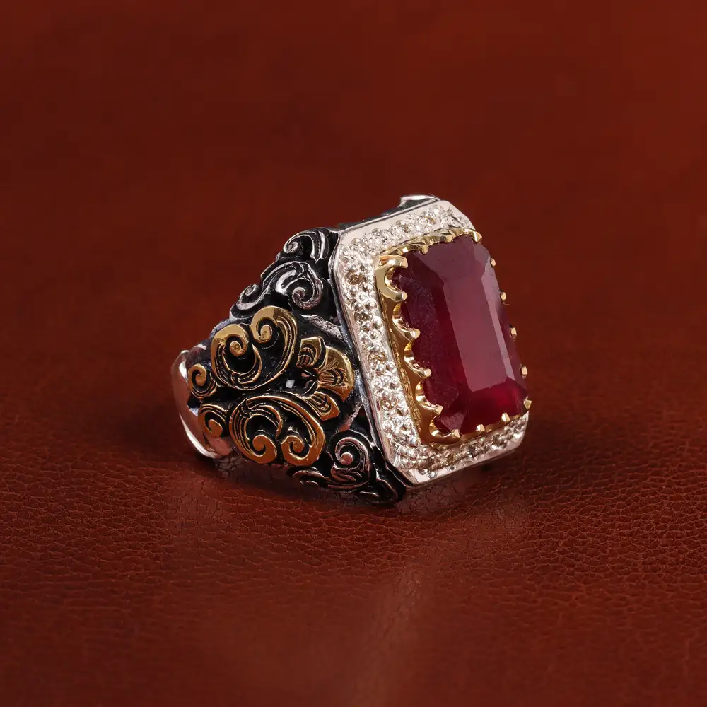 انگشتر یاقوت سرخ مردانه کد 23530