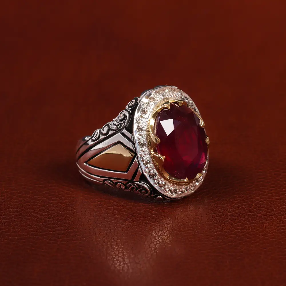 انگشتر یاقوت سرخ مردانه کد 23532