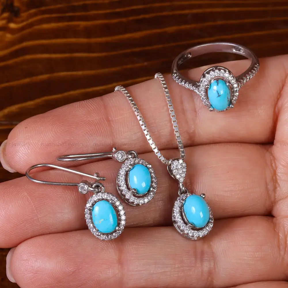 نیم ست فیروزه زنانه کد 23062