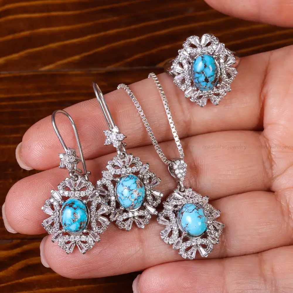 نیم ست فیروزه زنانه کد 23067