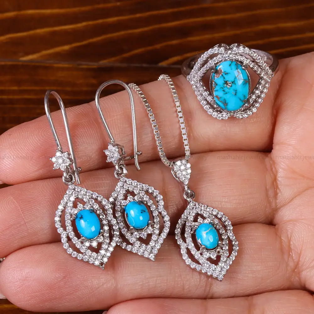 نیم ست فیروزه زنانه کد 23068