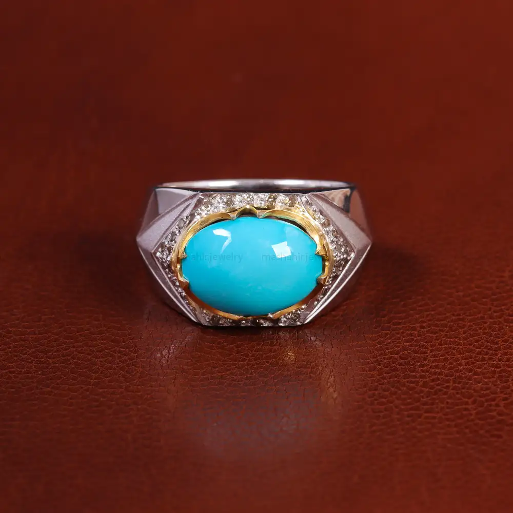 انگشتر فیروزه عجمی مردانه کد 23108