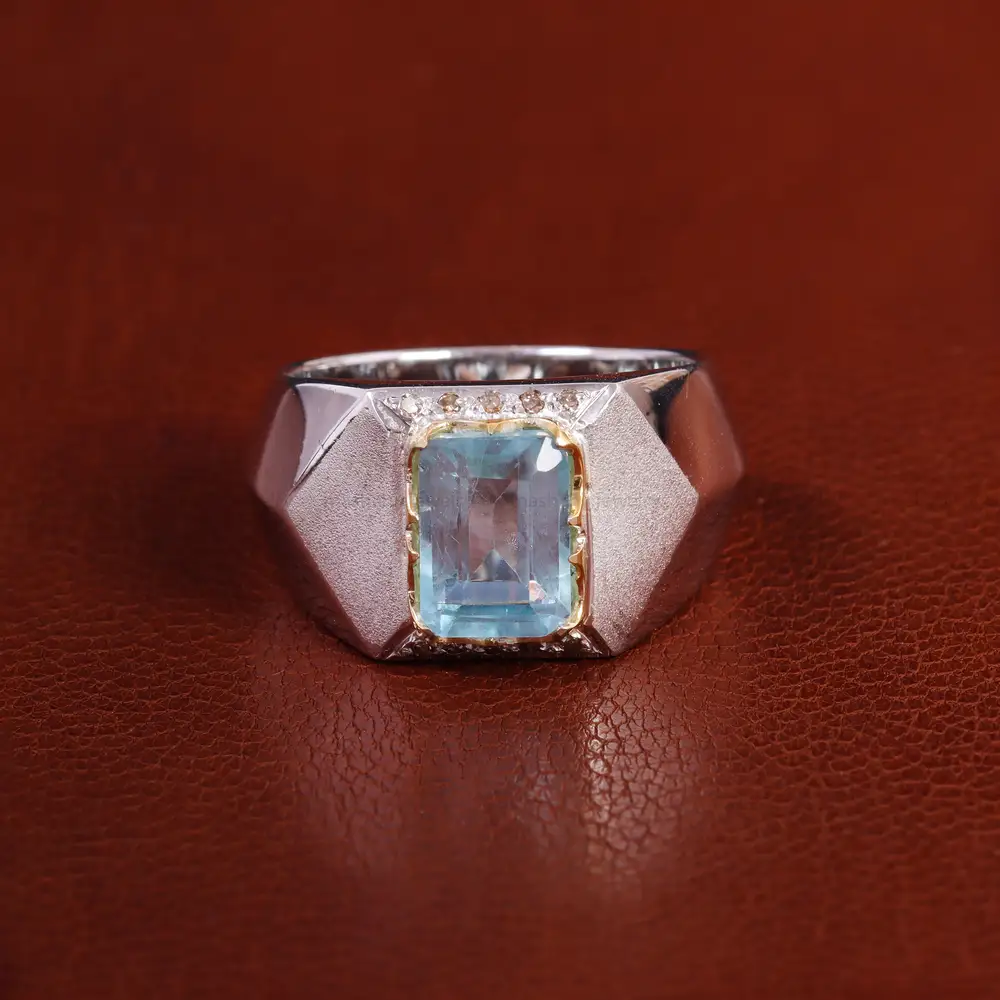 انگشتر آکوامارین مردانه کد 23115