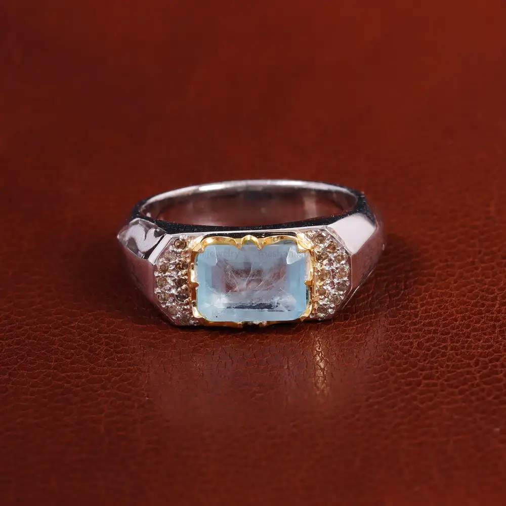 انگشتر آکوامارین مردانه کد 23116