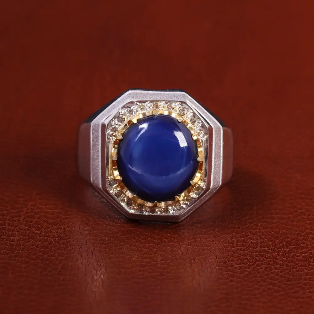 انگشتر یاقوت کبود مردانه کد 223117