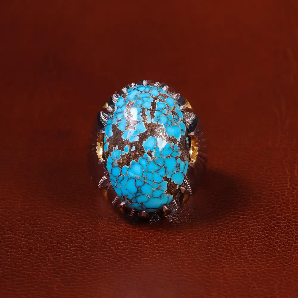 انگشتر فیروزه شجری مردانه کد 23176