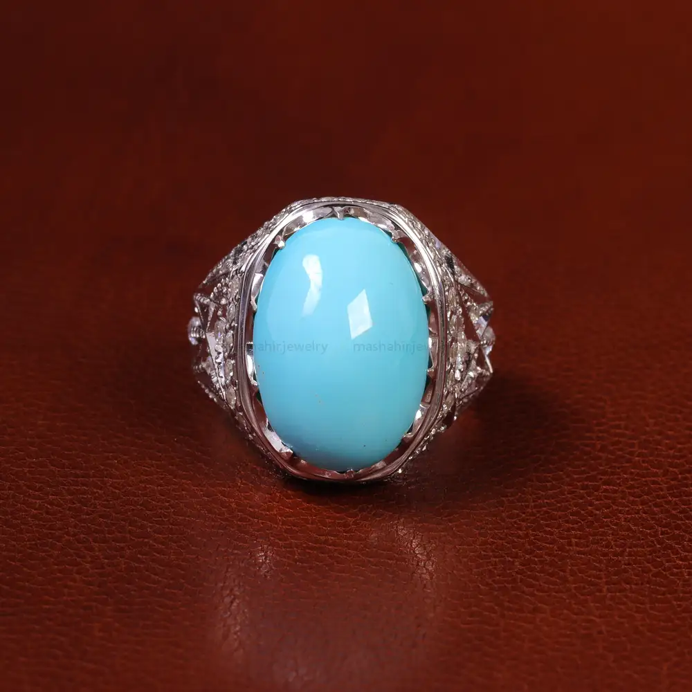 انگشتر فیروزه عجمی مردانه کد 23190