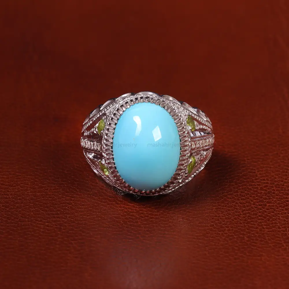 انگشتر فیروزه عجمی مردانه کد 23202
