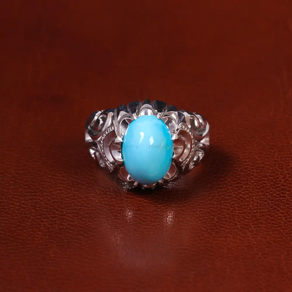 انگشتر فیروزه عجمی مردانه کد 23209