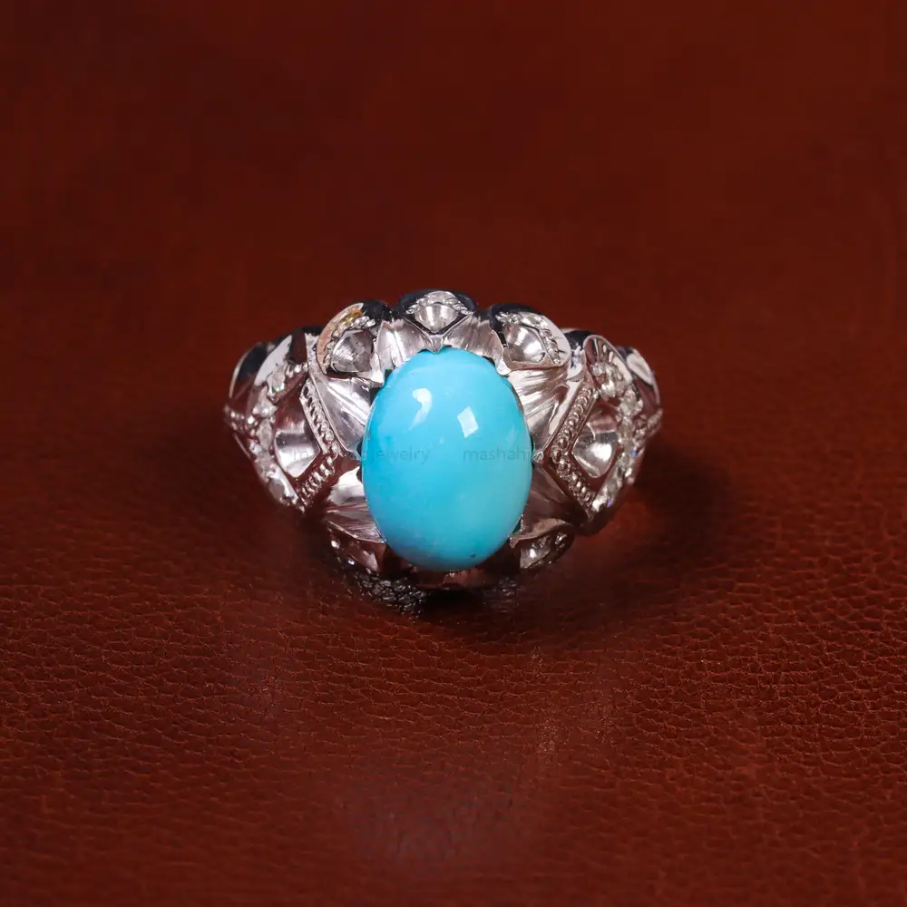 انگشتر فیروزه عجمی مردانه کد 23215