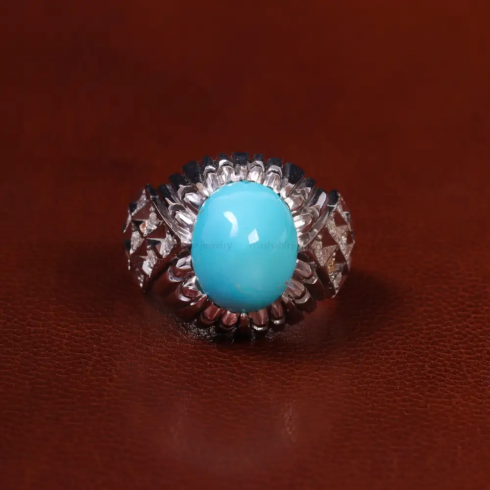 انگشتر فیروزه عجمی مردانه کد 23227