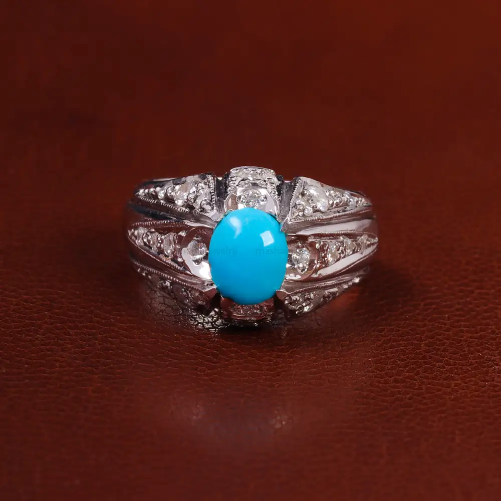 انگشتر فیروزه عجمی مردانه کد 23247