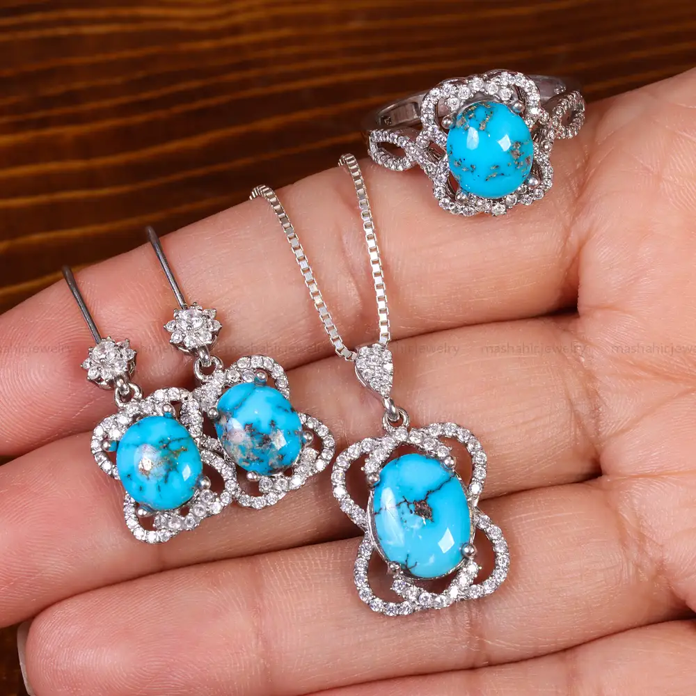 نیم ست فیروزه زنانه کد 23306