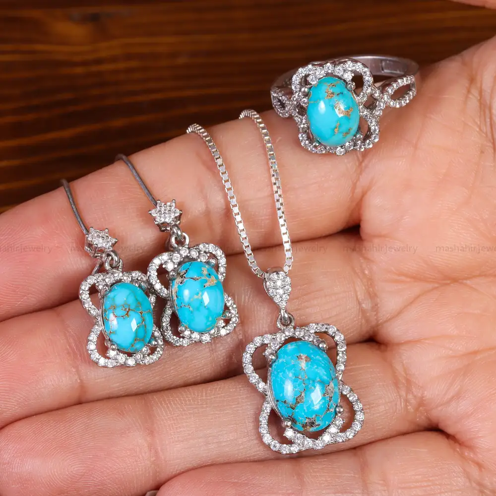 نیم ست فیروزه زنانه کد 23312