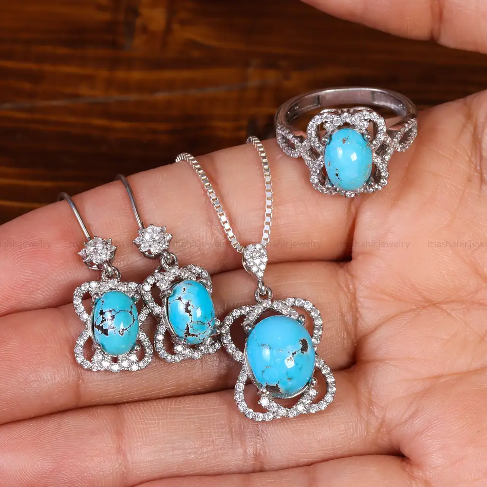 نیم ست فیروزه زنانه کد 23315