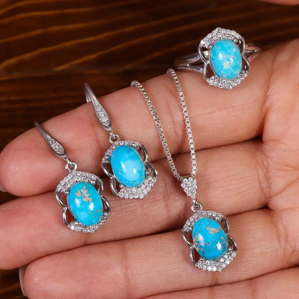 نیم ست فیروزه زنانه کد 23322