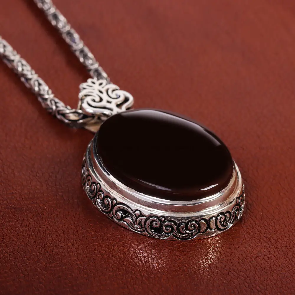 گردنبند عقیق یمن مردانه کد 23335