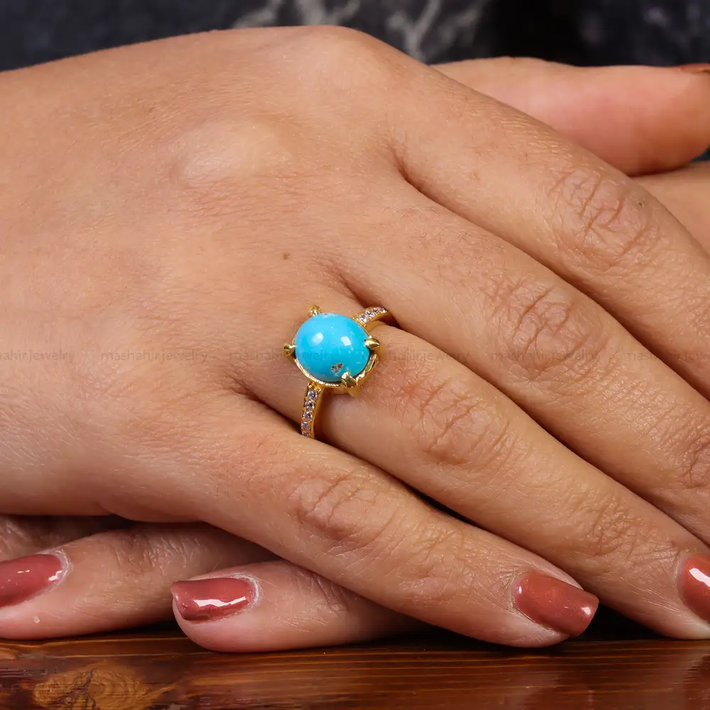 انگشتر فیروزه عجمی زنانه کد 23424