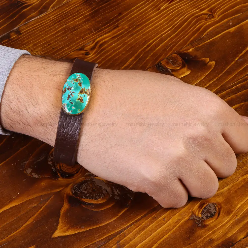 دستبند چرم فیروزه کد23461