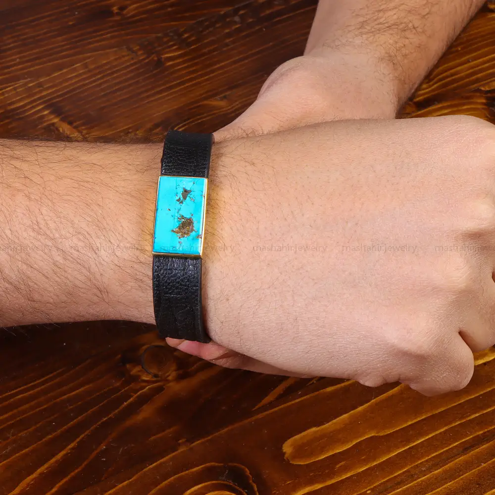 دستبند چرم فیروزه کد23471