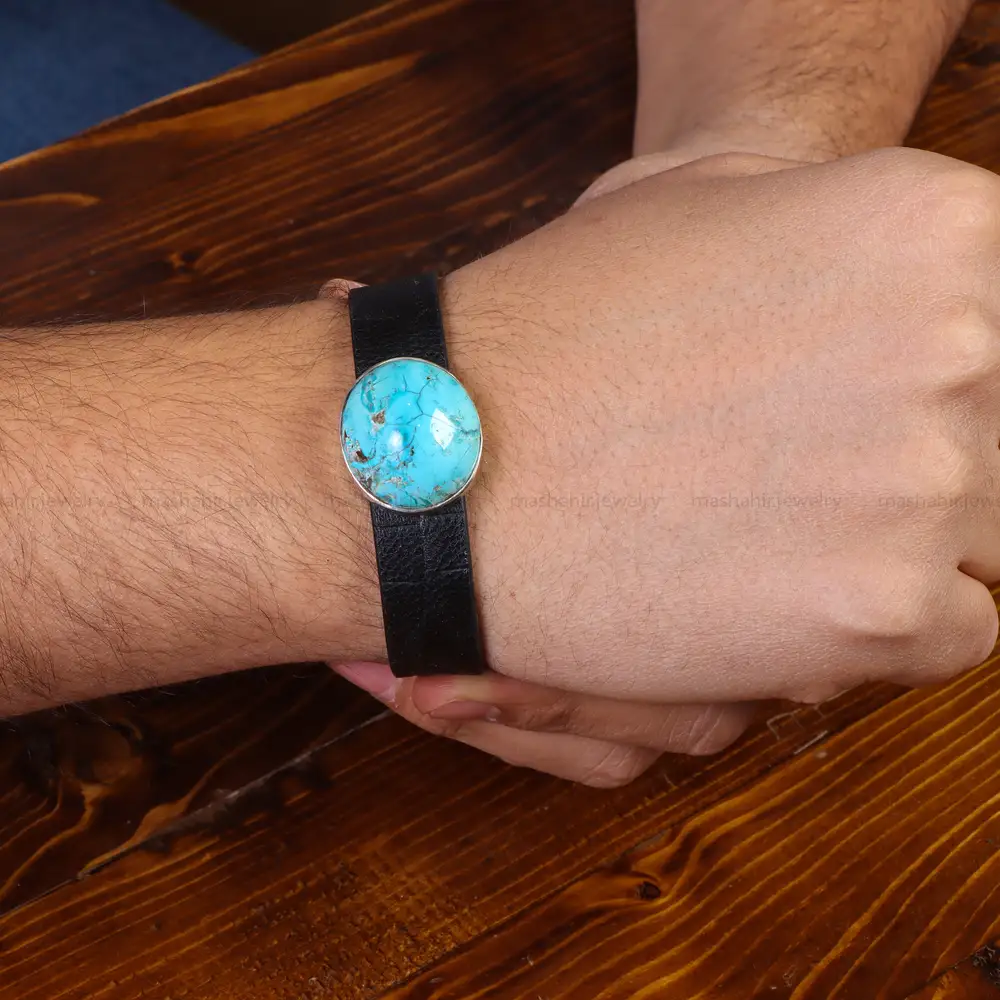 دستبند چرم فیروزه کد23481