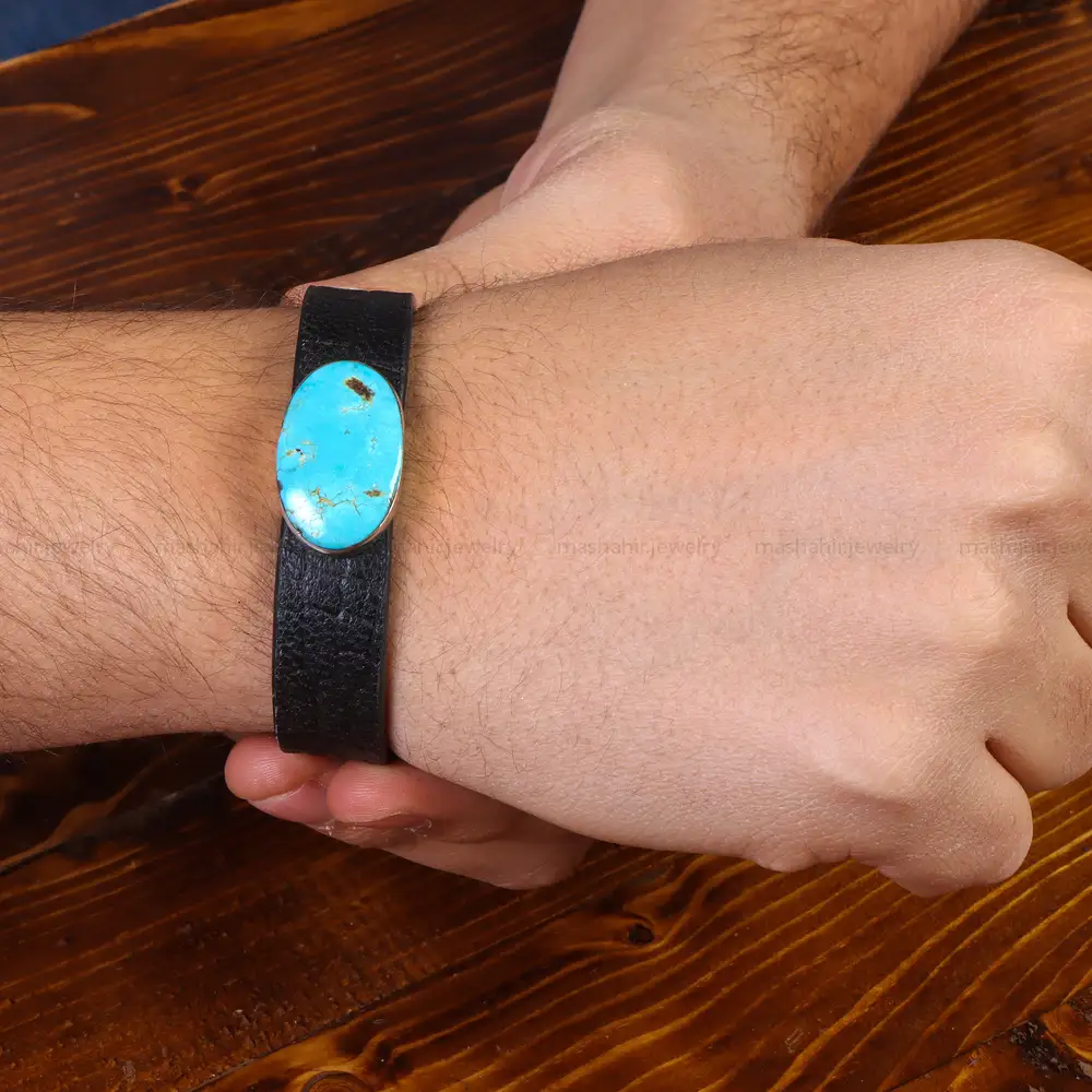 دستبند چرم فیروزه کد23484