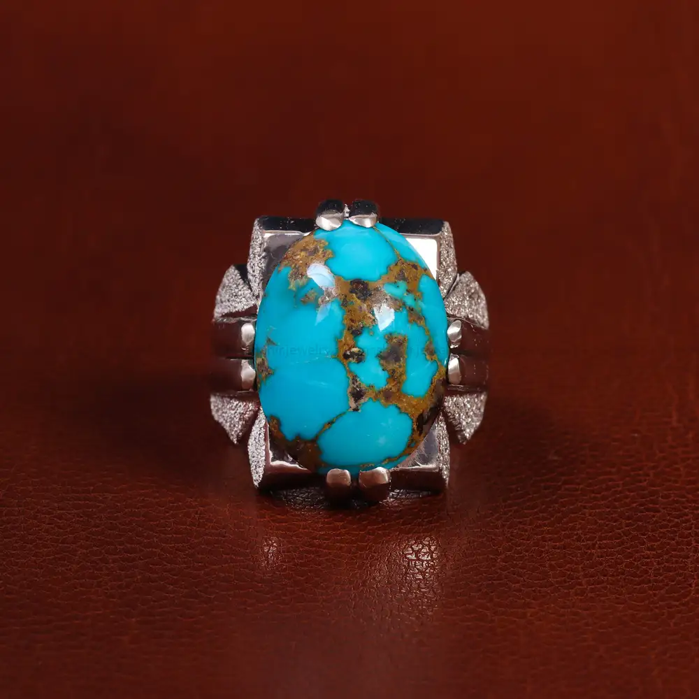 انگشتر فیروزه شجری مردانه کد 23495