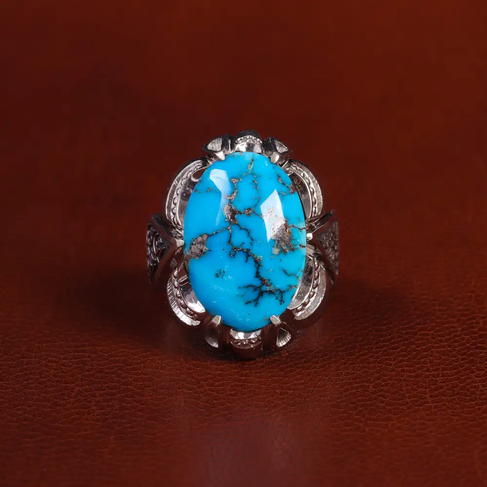 انگشتر فیروزه شجری مردانه کد 23496