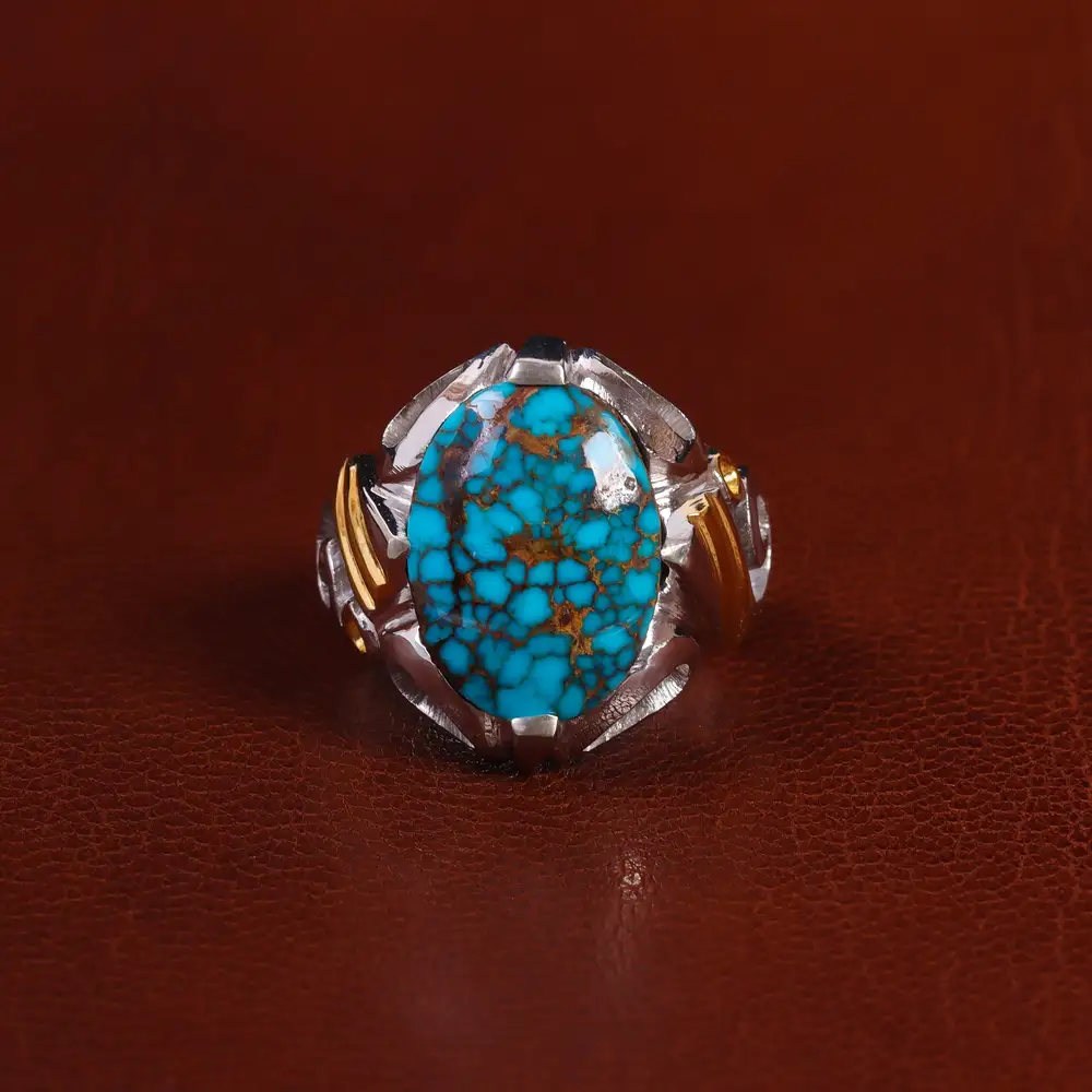 انگشتر فیروزه شجری مردانه کد 23499