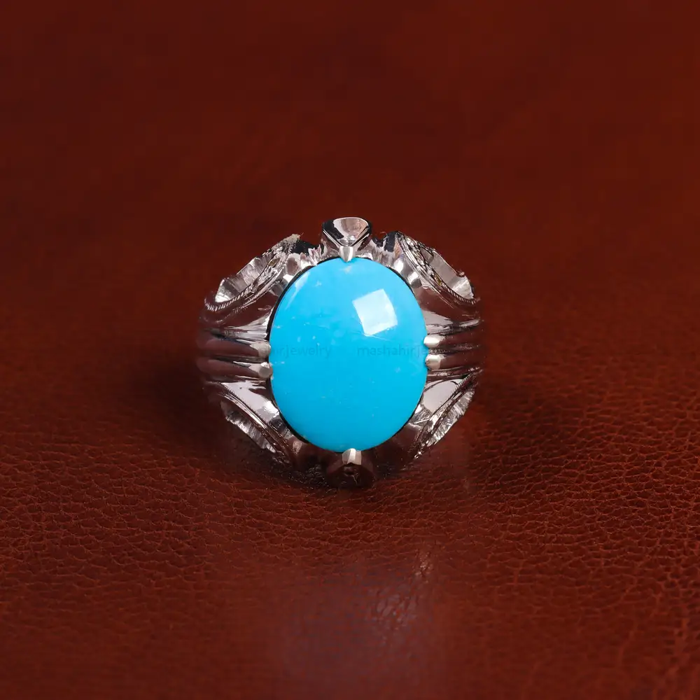 انگشتر فیروزه عجمی مردانه کد 23520