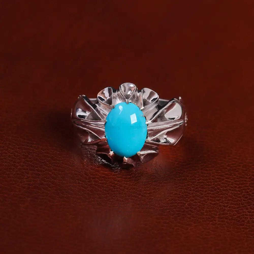 انگشتر فیروزه عجمی مردانه کد 23522